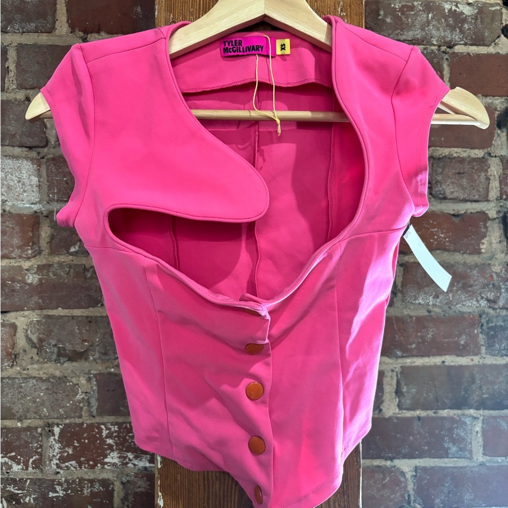Pink Button-Up Women's Blouse